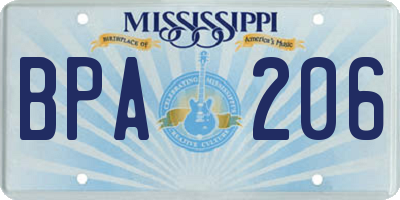 MS license plate BPA206