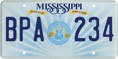 MS license plate BPA234