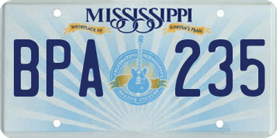 MS license plate BPA235