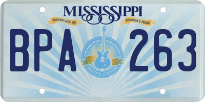 MS license plate BPA263