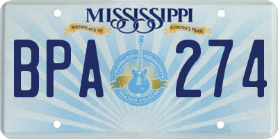 MS license plate BPA274