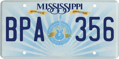 MS license plate BPA356