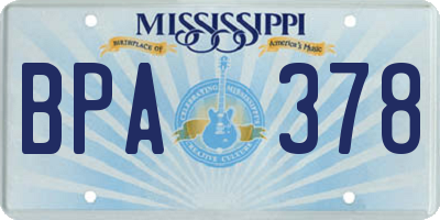 MS license plate BPA378