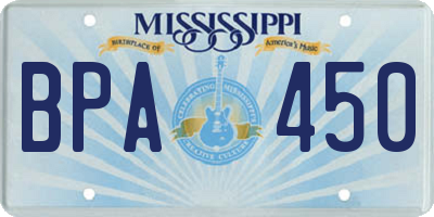 MS license plate BPA450