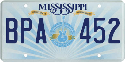 MS license plate BPA452