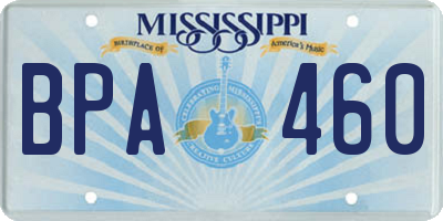 MS license plate BPA460