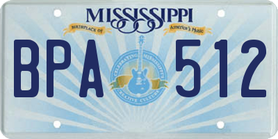 MS license plate BPA512