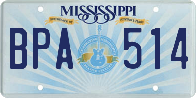 MS license plate BPA514