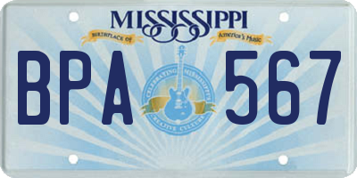 MS license plate BPA567