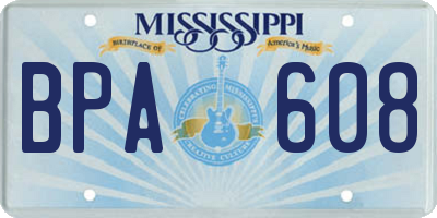 MS license plate BPA608