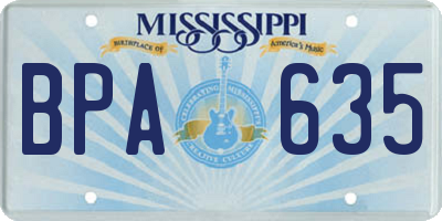 MS license plate BPA635