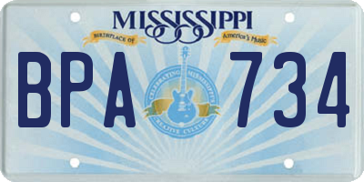 MS license plate BPA734