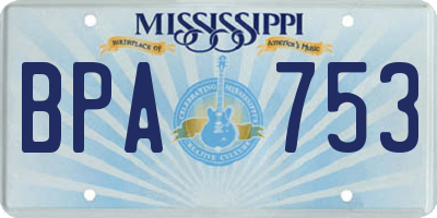 MS license plate BPA753