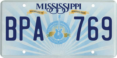 MS license plate BPA769