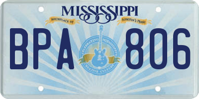 MS license plate BPA806