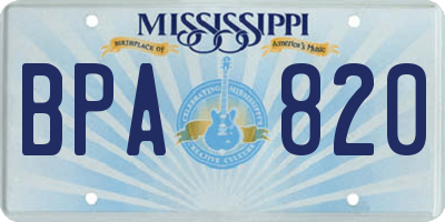 MS license plate BPA820