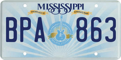 MS license plate BPA863