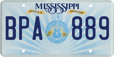 MS license plate BPA889