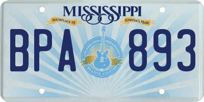 MS license plate BPA893