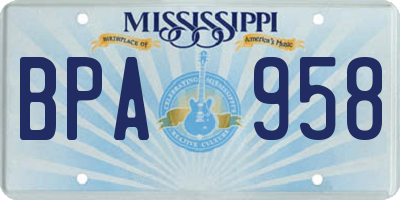 MS license plate BPA958