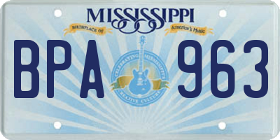 MS license plate BPA963
