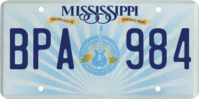 MS license plate BPA984