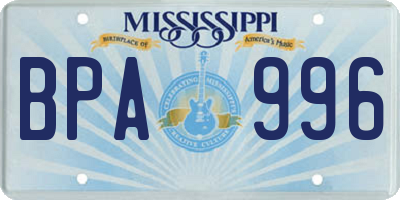 MS license plate BPA996