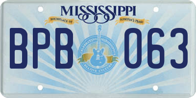 MS license plate BPB063