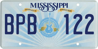 MS license plate BPB122