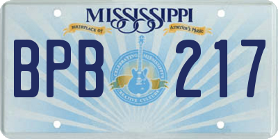 MS license plate BPB217