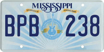 MS license plate BPB238