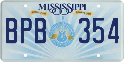 MS license plate BPB354