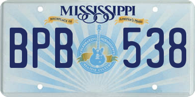 MS license plate BPB538