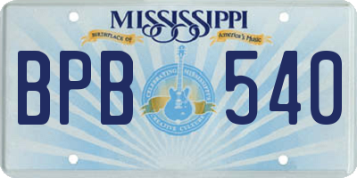 MS license plate BPB540
