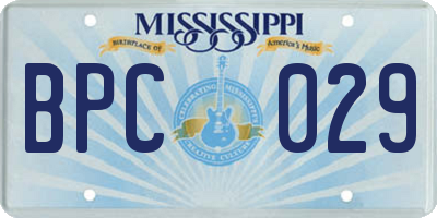 MS license plate BPC029