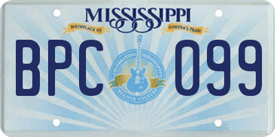 MS license plate BPC099