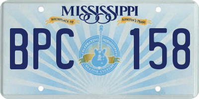 MS license plate BPC158