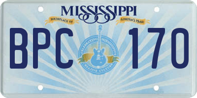 MS license plate BPC170