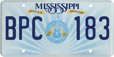 MS license plate BPC183