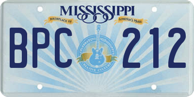MS license plate BPC212
