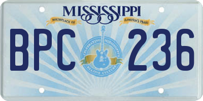 MS license plate BPC236