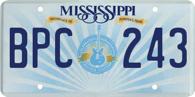 MS license plate BPC243
