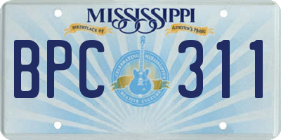 MS license plate BPC311