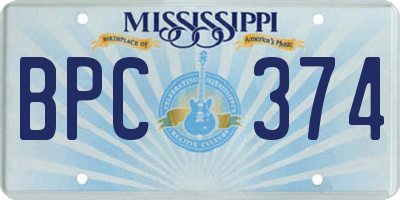 MS license plate BPC374