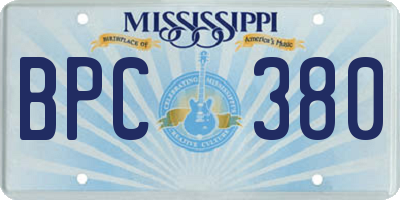 MS license plate BPC380