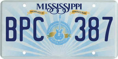 MS license plate BPC387