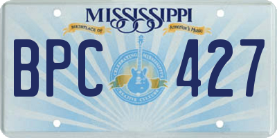 MS license plate BPC427