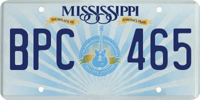 MS license plate BPC465