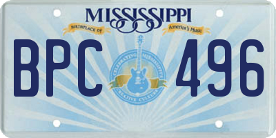 MS license plate BPC496