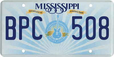 MS license plate BPC508